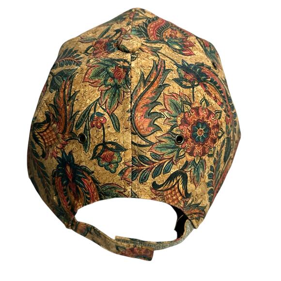 Vintage Paisley Floral Cap Unisex Adjustable Brown Cork Botanical Earthy Retro - Picture 3 of 6